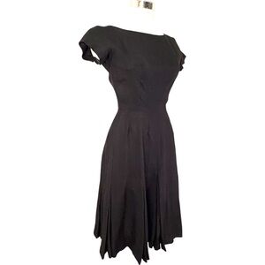 Retro 60s Fit and Flare Boatneck Black Dress